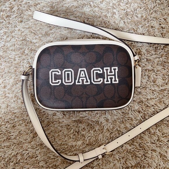 Coach Mini Jamie Camera Bag In Signature Canvas With Varsity Motif - Picture 7 of 12